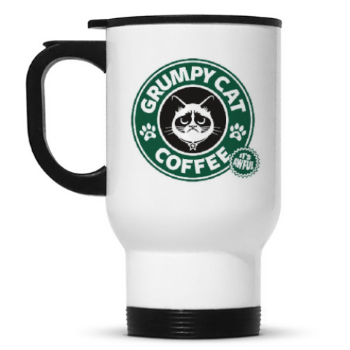 Кружка-термос с принтом Grumpy Cat coffee!