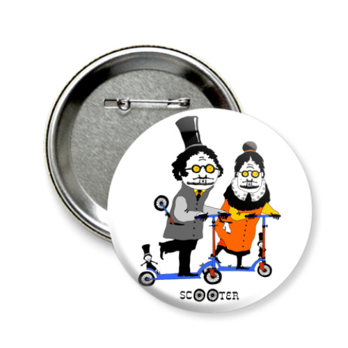 Значок 58мм с принтом  'Самокат'