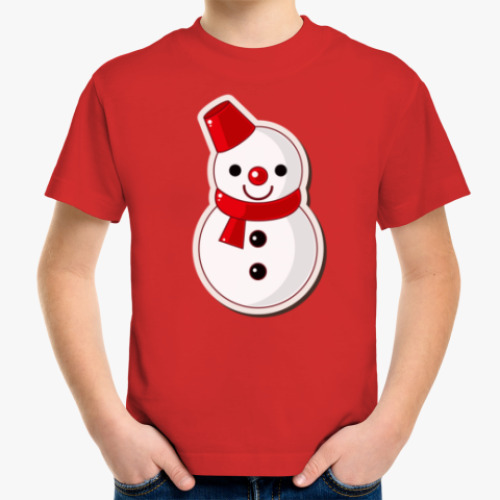 Детская футболка с принтом Снеговик