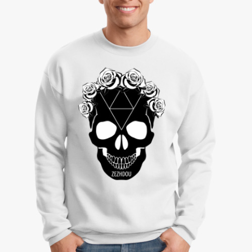 Свитшот с принтом череп с розами