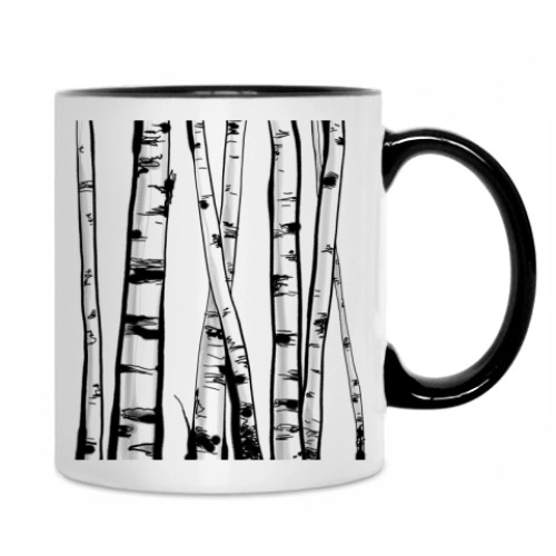 Кружка с принтом Березовая роща
