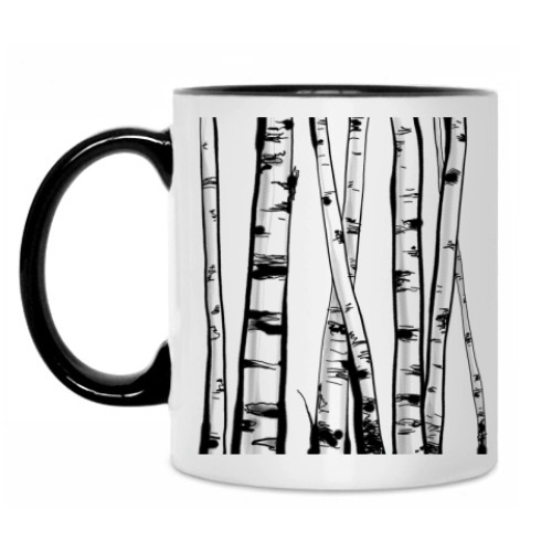 Кружка с принтом Березовая роща