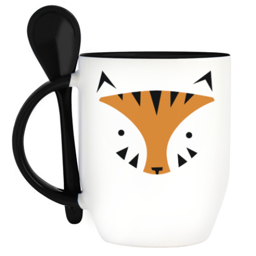 Кружка с ложкой с принтом Лиса