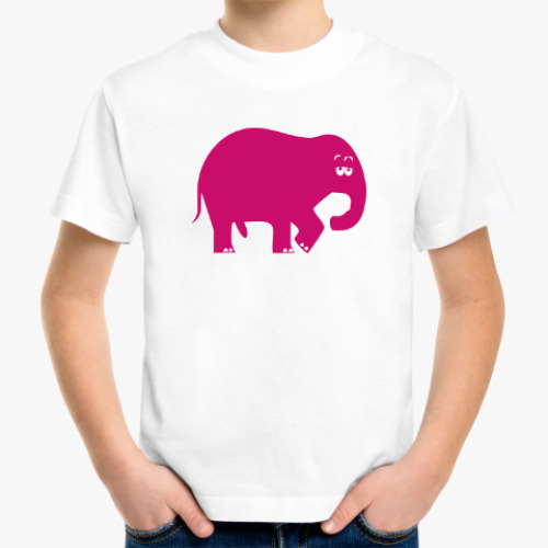 Детская футболка с принтом Розовый слоник