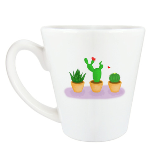 Чашка Латте с принтом Кактусы