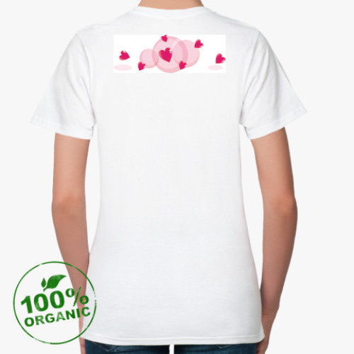 Женская футболка из органик-хлопка с принтом Сердце бьётся в ритме любви