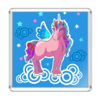 Магнит 6.5 x 6.5 см  Единорог на облаках