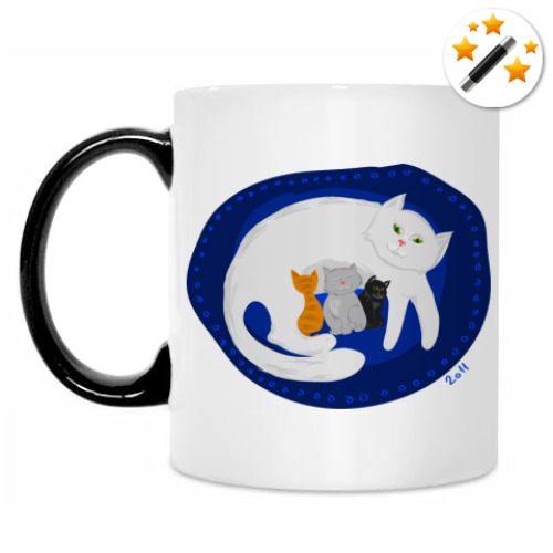 Кружка-хамелеон с принтом Кошка