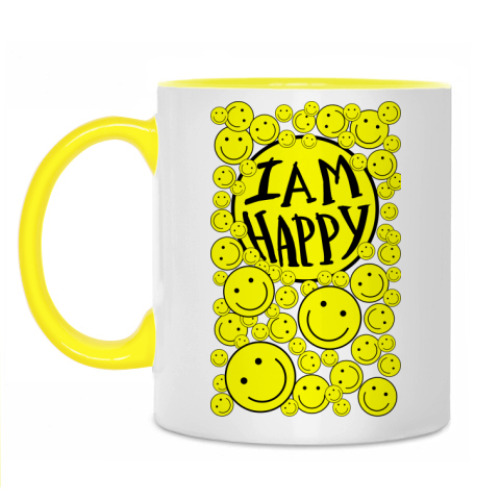 Кружка с принтом I am happy!