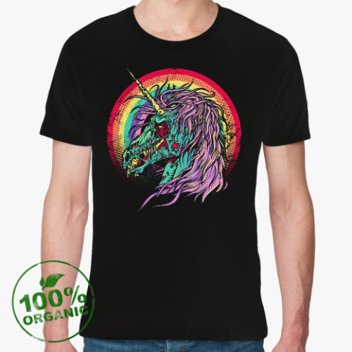 Футболка из органик-хлопка с принтом Зомби единорог