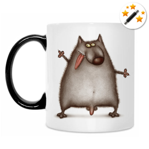 Кружка-хамелеон с принтом Волк