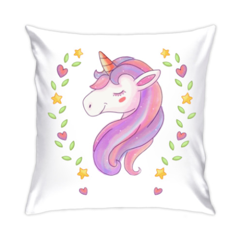 Подушка с принтом Единорог