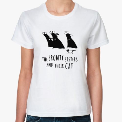 Классическая футболка с принтом The Bronte Sisters and their cat