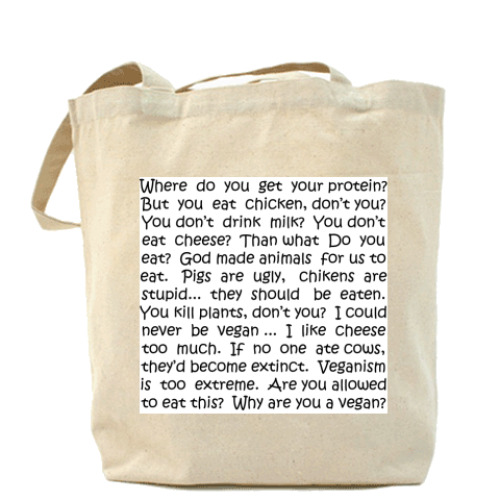 Сумка шоппер с принтом Vegan