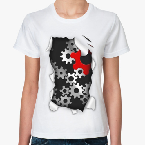 Классическая футболка с принтом 'Шестерни'