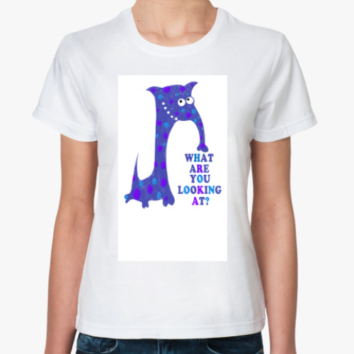 Классическая футболка с принтом what are you looking at?