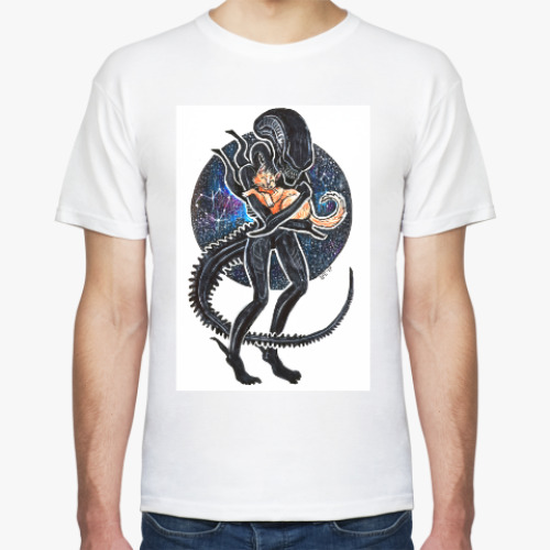 Футболка с принтом Чужой и Кот Alien 1979