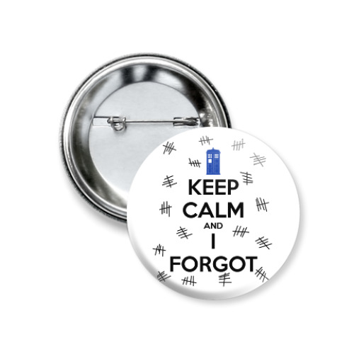 Значок 37мм с принтом KEEP CALM and DOCTOR WHO