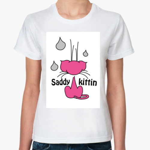 Классическая футболка с принтом Saddy kittin