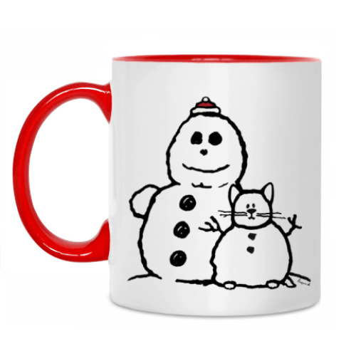 Кружка с принтом Снеговики