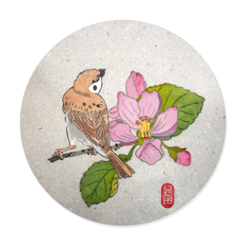 Виниловые наклейки с принтом Воробей