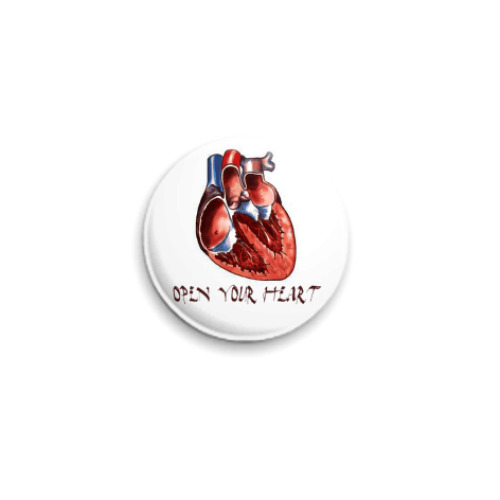 Значок 25мм с принтом Open your heart