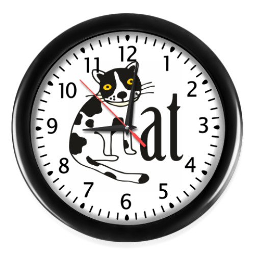 Настенные часы с принтом Котик