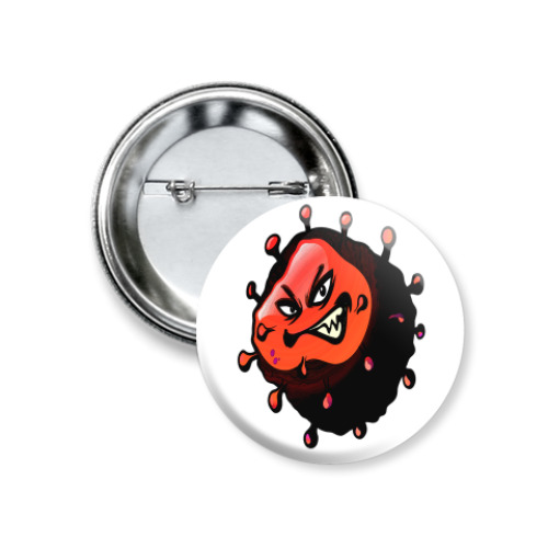 Значок 37мм с принтом Вирус стоп