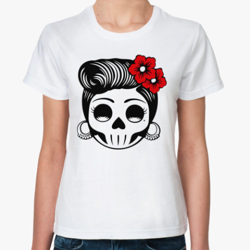 Классическая футболка с принтом  Skull Girl
