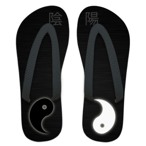 Шлепанцы (сланцы) с принтом Иероглифы Инь и Ян