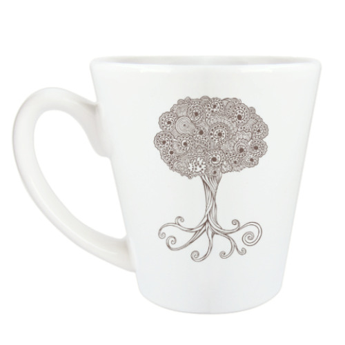 Чашка Латте с принтом Дерево