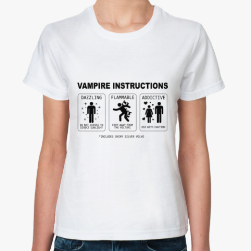 Классическая футболка с принтом  Vampire Instructions