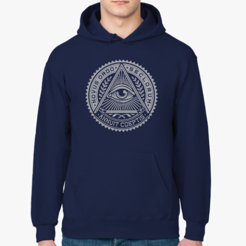 Толстовка худи с принтом NOVUS ORDO SECLORUM ANNUT COEPTIS