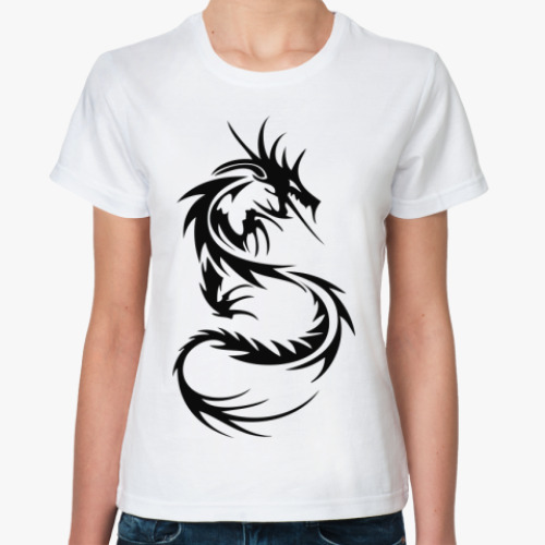 Классическая футболка с принтом Дракон