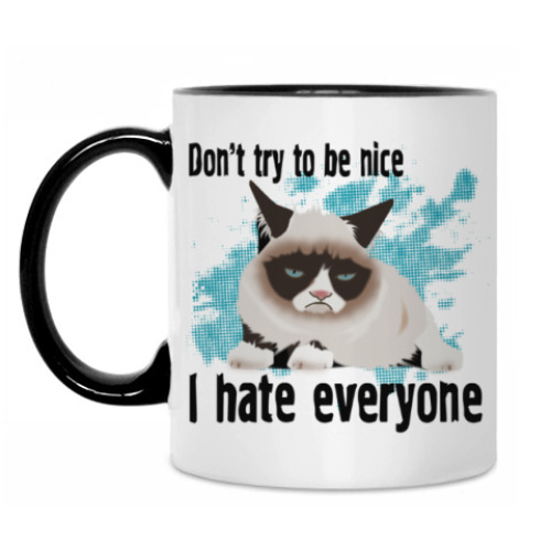 Кружка с принтом Грустный кот Тард