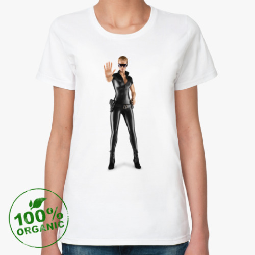 Женская футболка из органик-хлопка с принтом Девушка в форме