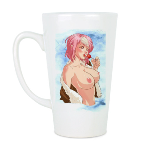 Чашка Латте с принтом 'Девочка с леденцом'