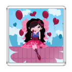 Магнит 6.5 x 6.5 см  Феечка с сердечками