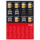 Календарь A2 2026, красный New Year's Calendar / Новогодний календарь