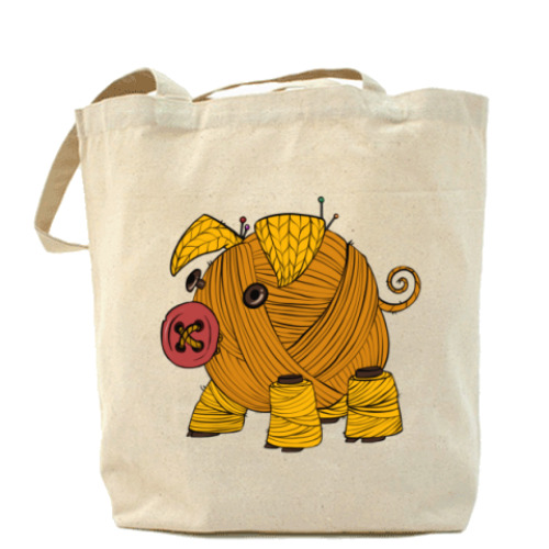 Сумка шоппер с принтом Вязаная свинка