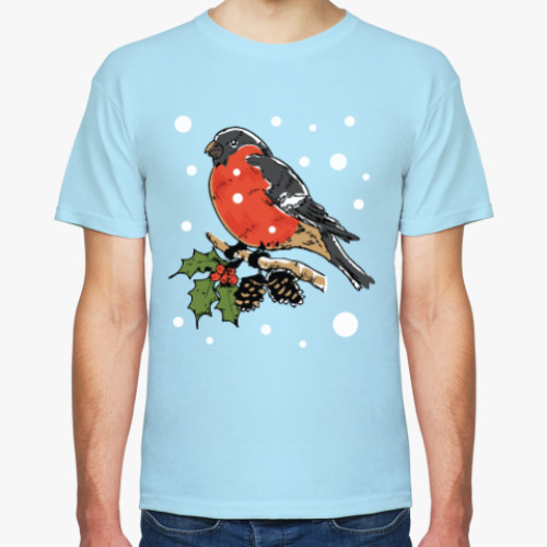 Футболка с принтом Снегирь
