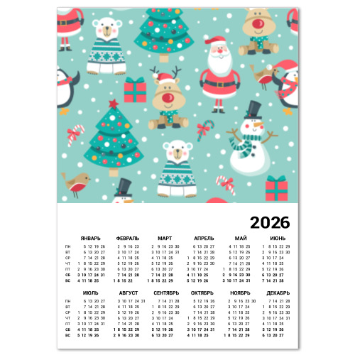 Календарь с принтом Новый год