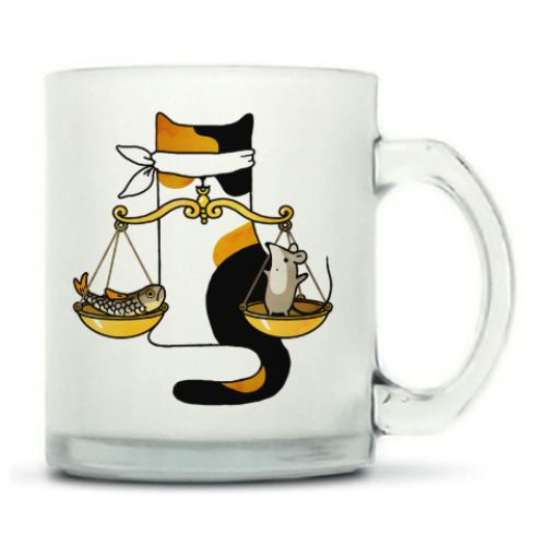 Кружка матовая с принтом Знак Зодиака Весы и кот