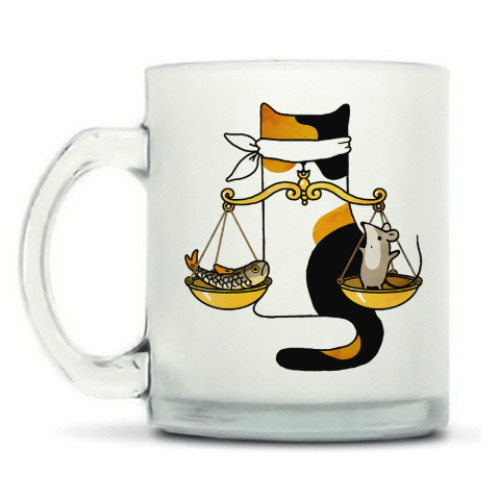 Кружка матовая с принтом Знак Зодиака Весы и кот
