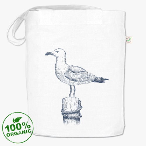 Сумка шоппер с принтом Море винтаж чайка