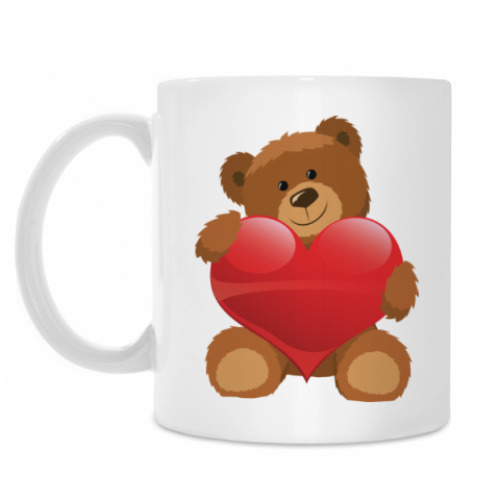 Кружка с принтом Мишка с сердцем