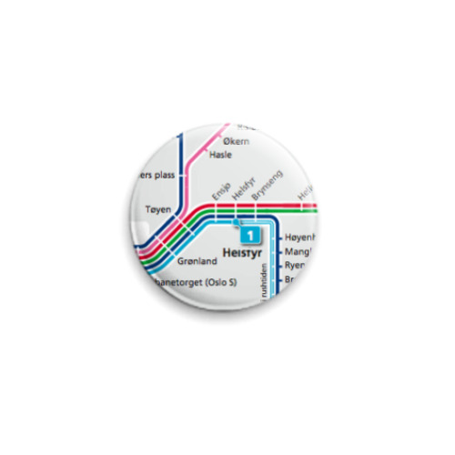 Значок 25мм с принтом  метро Осло