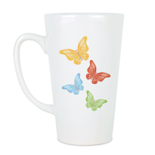 Чашка Латте с принтом Бабочки