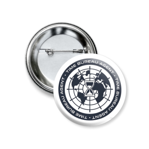 Значок 37мм с принтом Time bureau
