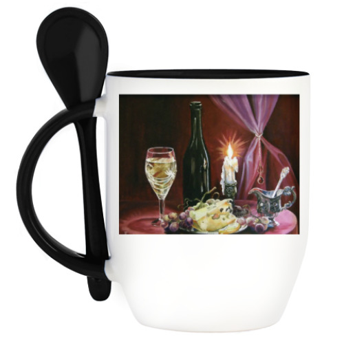 Кружка с ложкой с принтом Натюрморт